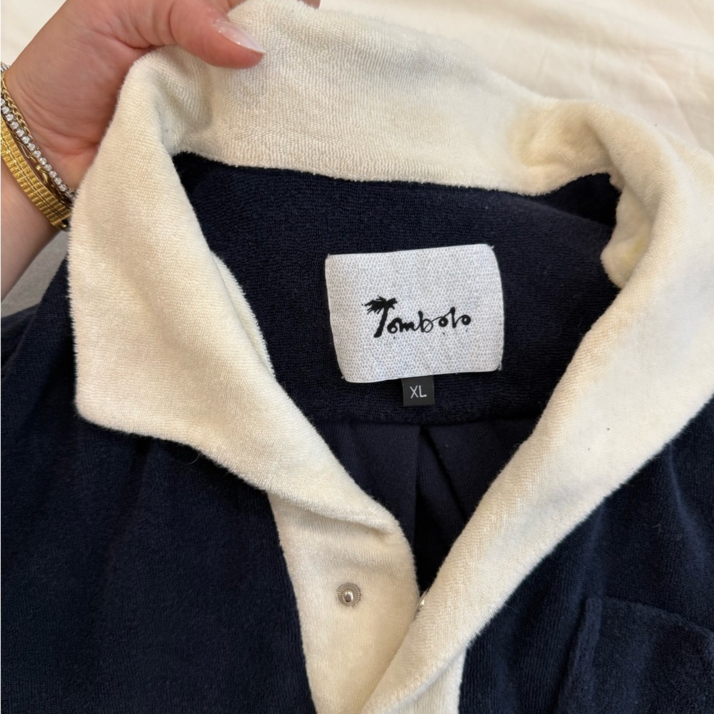 Tombolo Navy and White Terry Polo Shirt size L/XL